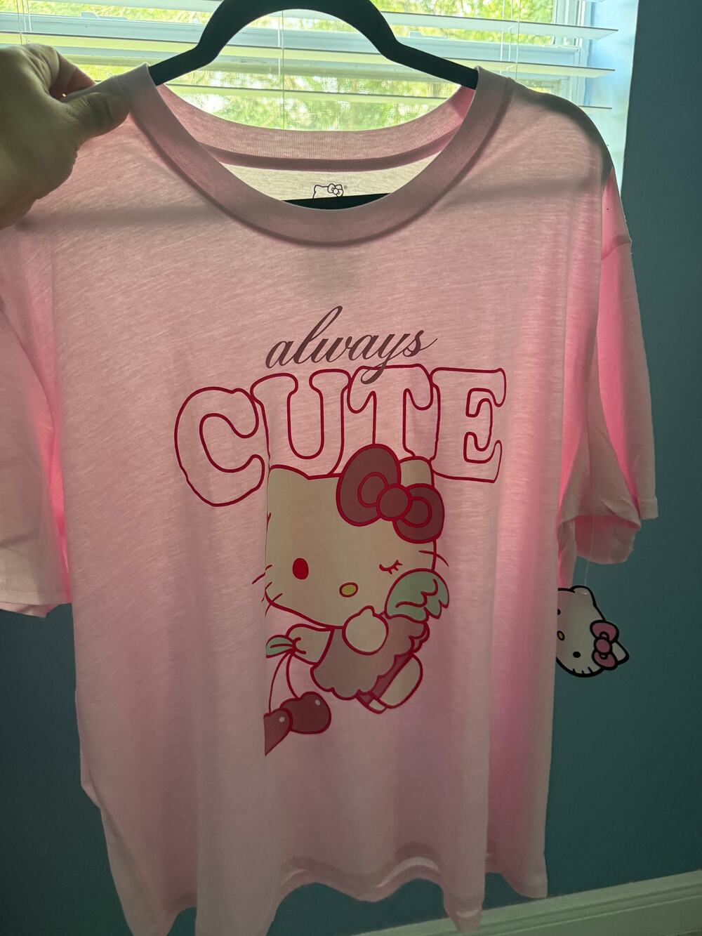 Hello Kitty Sanrio Always Cute Pink Graphic T-Shirt XXL Kawaii Angel Tee